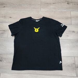 Pokemon x Puma Collaboration Colab Pikachu Black T-Shirt Double-Sided Size L